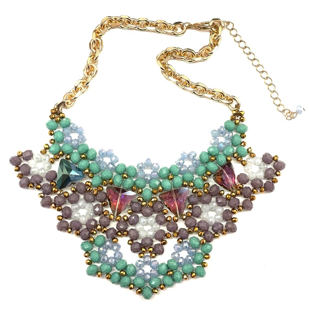 Crystals Necklace with gold plated chain